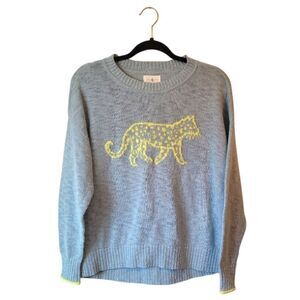 Lou & Grey Light Blue Cheetah Lightweight Sweater NWT Size S